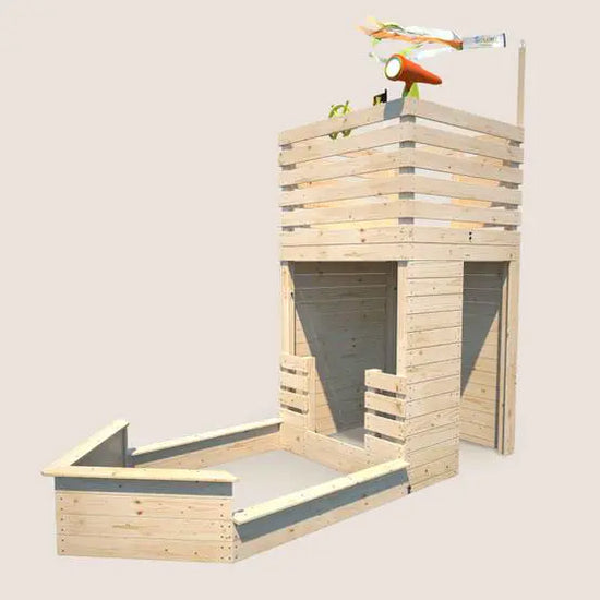 Cabana Torre Pirata em Madeira com Caixa de Areia – SOULET – 3 a 12 Anos – 6 Crianças