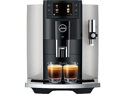 Máquina de Café Superautomática Jura E8, 1450 W, 15 bar, 1,9 L, 17 Programas, Moinho PAG2, Ecrã a Cores, Platina