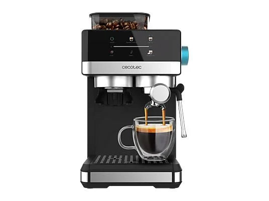 Máquina de Café Expresso Cecotec Power Espresso 20 Grind, 20 bar, 1350 W, 1,7 L, 2 Chavénas, Moinho Ajustável, Thermoblock, Ecrã Tátil, Preto