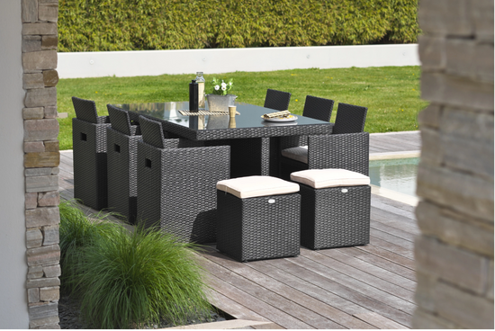 Conjunto de Jardim Encaixável 10 Lugares em Resina Trançada